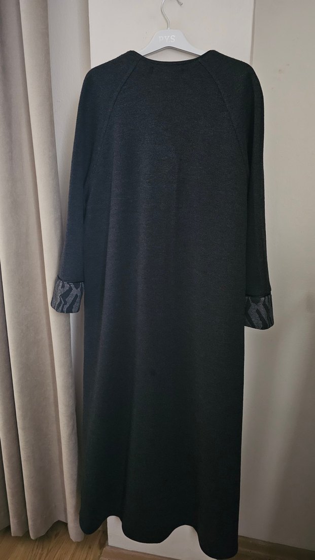 Düğmeli Uzun füme renk çelik örme kaban - Görsel 2