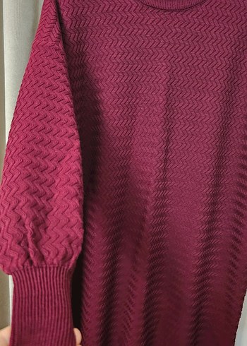 Bordo Örgü Kadın Uzun Elbise - Görsel 4