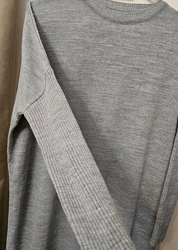 Gri Kadın Uzun Örgü Elbise - Görsel 3