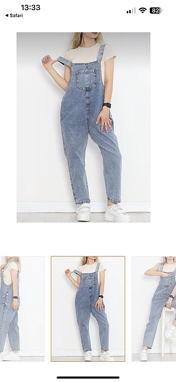 Kadın Açık Mavi Kot Salopet - Görsel 5