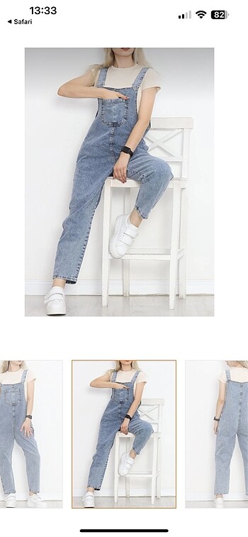 Kadın Açık Mavi Kot Salopet - Görsel 6