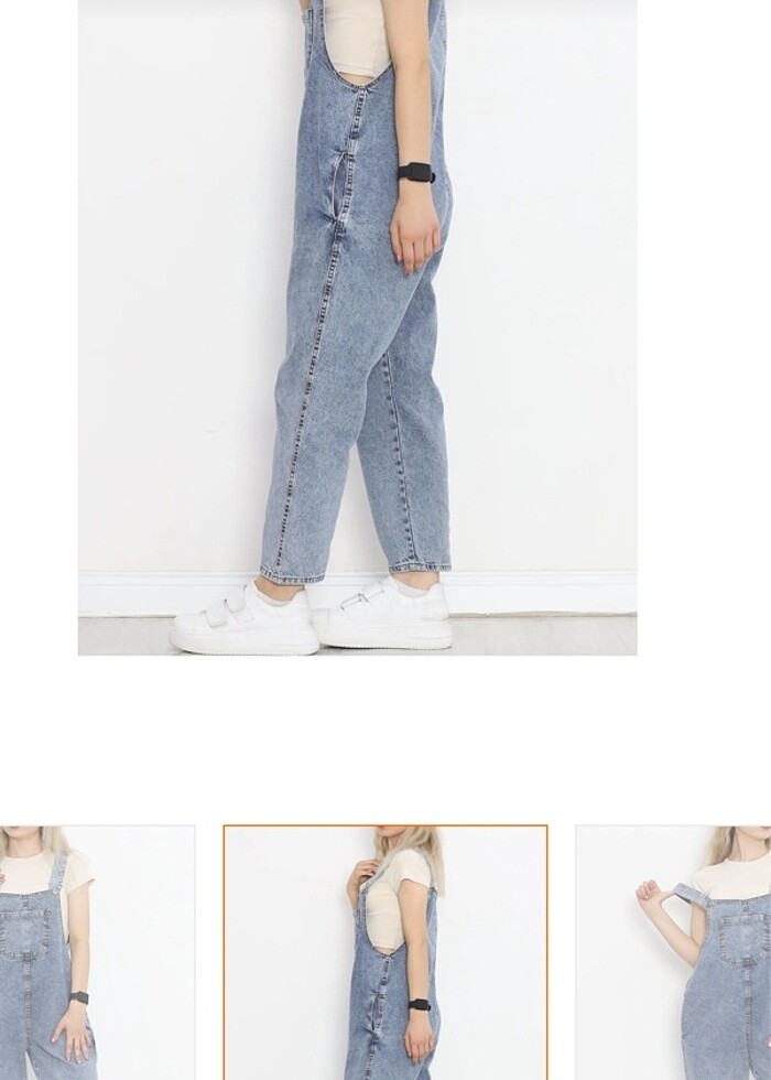 Kadın Açık Mavi Kot Salopet - Görsel 4