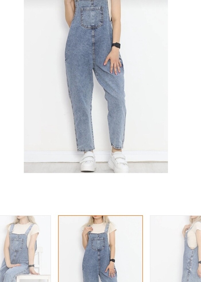 Kadın Açık Mavi Kot Salopet - Görsel 3