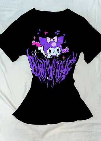 Diğer Goth Kuromi Desenli Tshirt