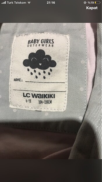 LC Waikiki Kız çocuk yağmurluk