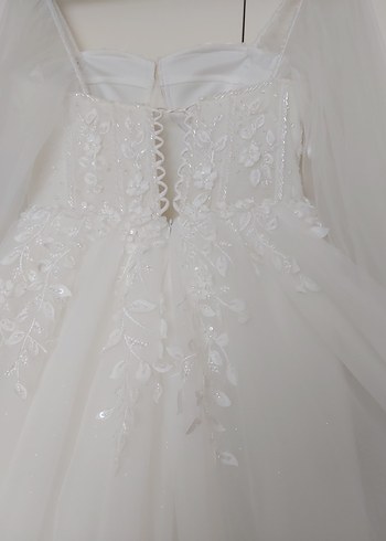 Straplez  Uzun Beyaz Gelinlik - Görsel 7