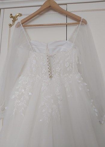 Straplez  Uzun Beyaz Gelinlik - Görsel 6