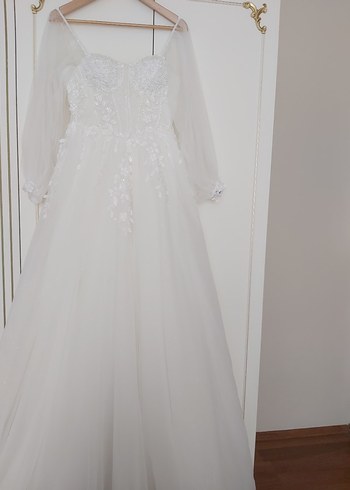 Straplez  Uzun Beyaz Gelinlik - Görsel 2