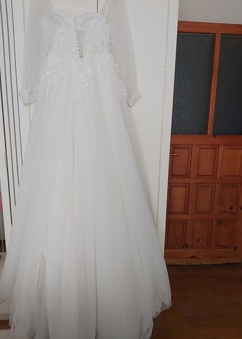 Straplez  Uzun Beyaz Gelinlik - Görsel 9