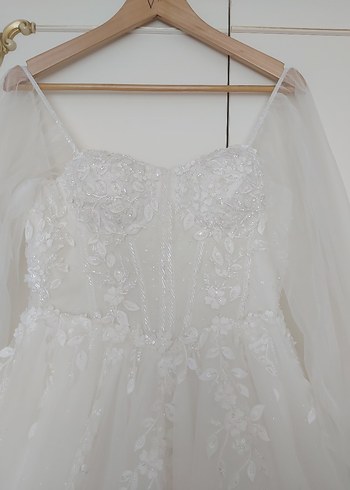 Straplez  Uzun Beyaz Gelinlik - Görsel 5