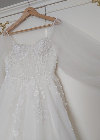 Straplez  Uzun Beyaz Gelinlik - Görsel 4