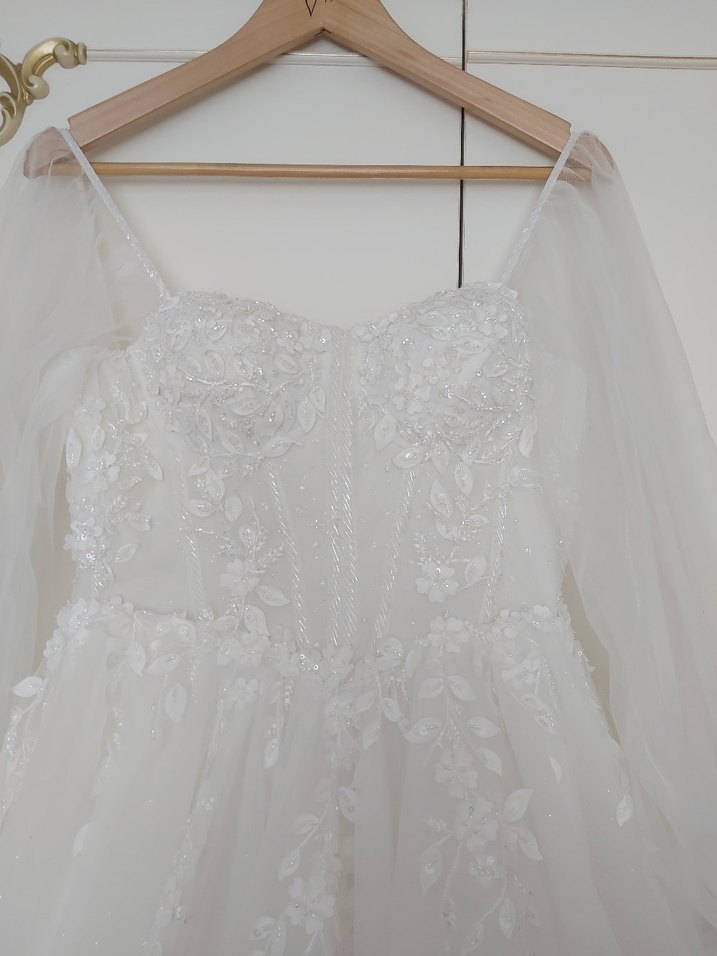 Straplez  Uzun Beyaz Gelinlik - Görsel 5