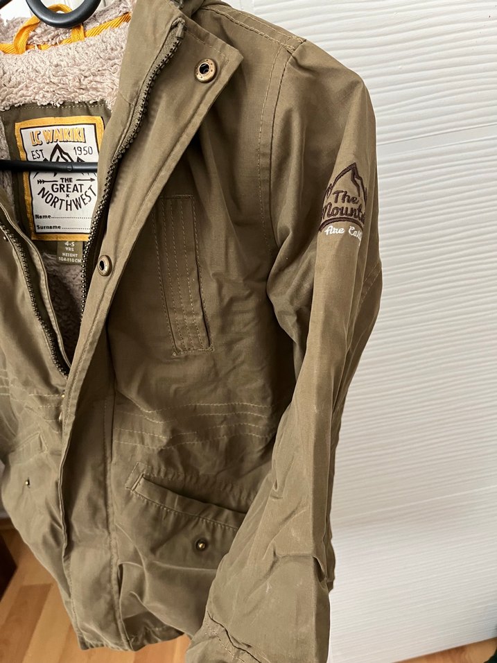 Erkek Çocuk haki yeşil Fermuarlı Streetwear Kaban - Görsel 3