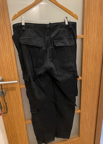 s Beden Kadın Siyah Kemerli Loose Fit Denim Pantolon