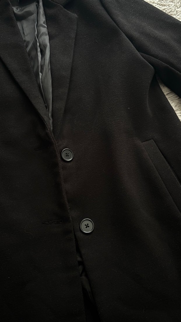 Stradivarius Siyah Kaşe Kaban — görsel 4/7