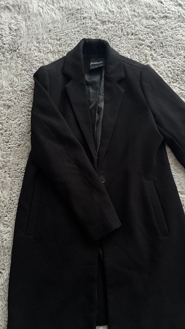 Stradivarius Siyah Kaşe Kaban — görsel 3/7