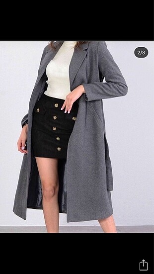 Zara gri kaşe kaban bağcıklı