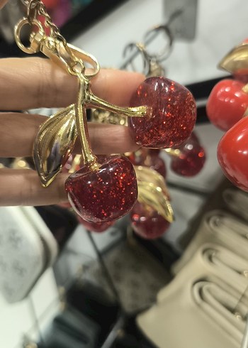 simli cam Kırmızı Kiraz Anahtarlık - Görsel 2