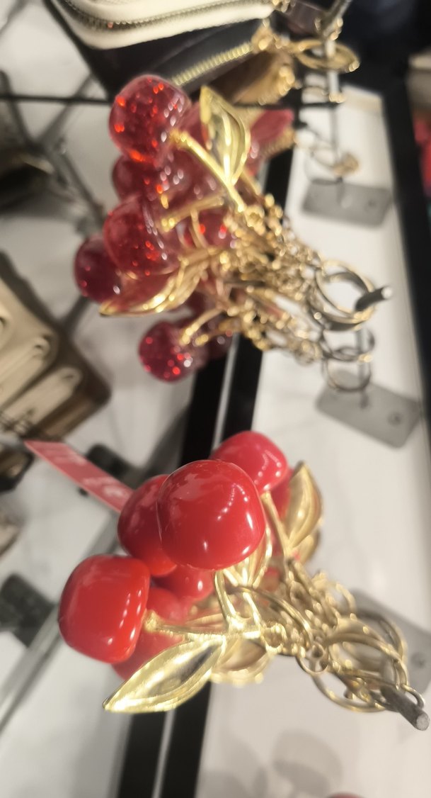 simli cam Kırmızı Kiraz Anahtarlık - Görsel 4