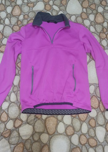 Mor Fermuarlı Yarım Boğazlı Kadın Sweatshirt outdorr - Görsel 2