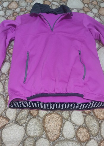 Mor Fermuarlı Yarım Boğazlı Kadın Sweatshirt outdorr - Görsel 3