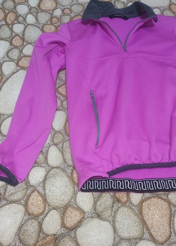 Mor Fermuarlı Yarım Boğazlı Kadın Sweatshirt outdorr - Görsel 4