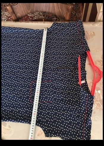 H&M Lacivert Puantiyeli Kısa Kollu Bluz