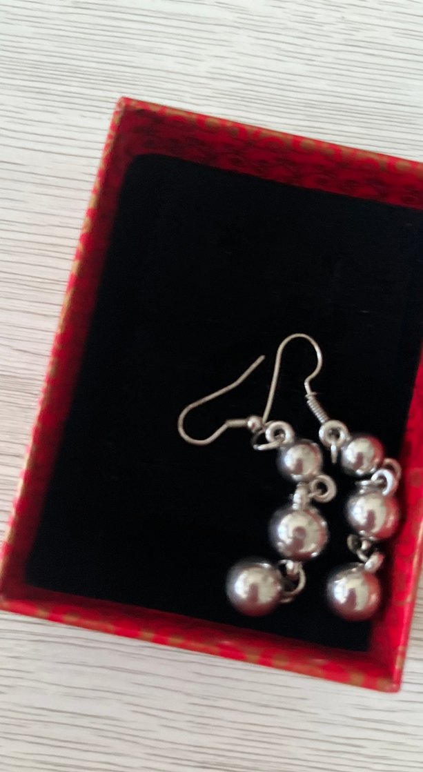 Gri Boncuklu Midi Kadın Küpe - Görsel 3