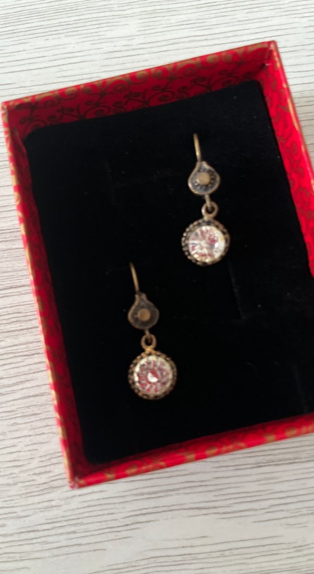 Beyaz Mini Payetli Vintage Küpe - Görsel 2