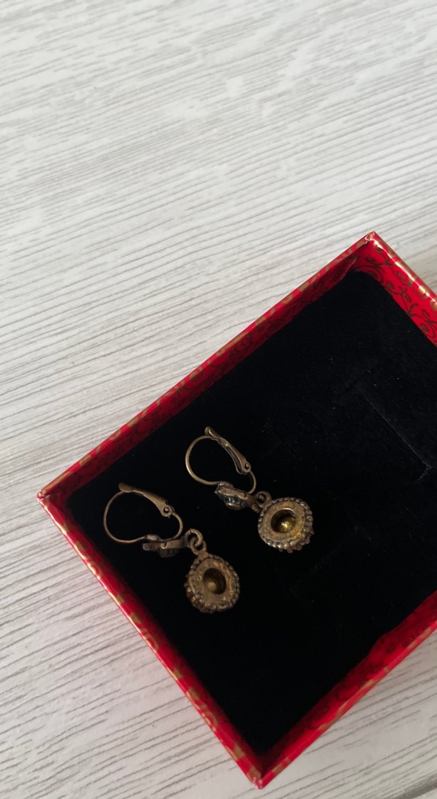 Beyaz Mini Payetli Vintage Küpe - Görsel 4