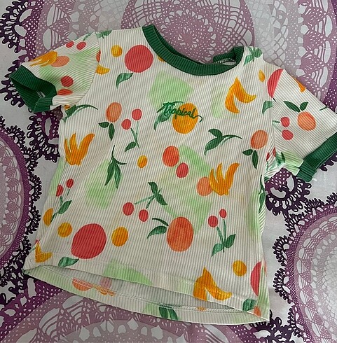 meyve desenli lolita crop tişört