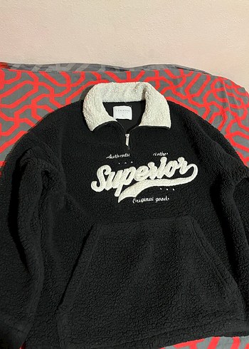 Siyah Erkek Kürklü Nakışlı Sweatshirt - Görsel 2