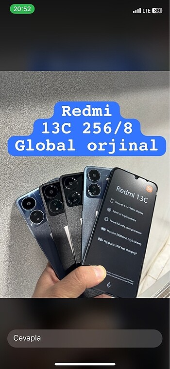 Redmi 13c 256 gb sıfır yurtdışı