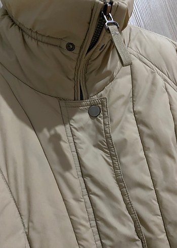 Bej Kadın Fermuarlı Sokak Stili Kaban - Görsel 3