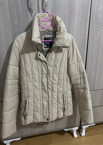 Bej Kadın Fermuarlı Sokak Stili Kaban - Görsel 7