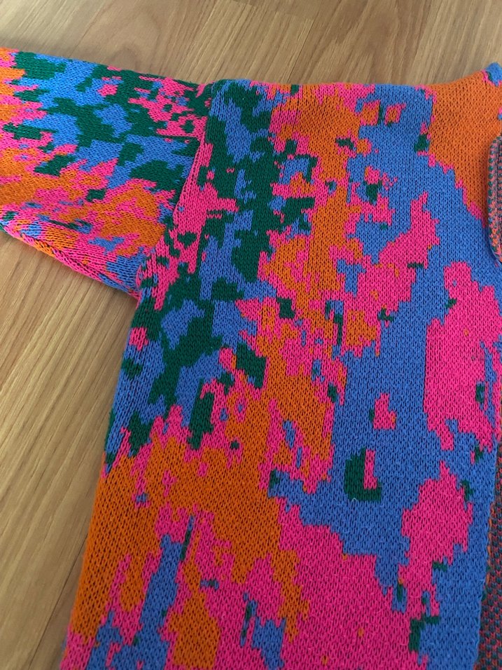 Renkli Desenli Örgü Kadın Hırka - Görsel 3
