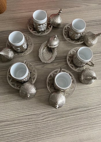 Gümüş Kapaklı 6'lı Türk Kahvesi Fincan Takımı - Görsel 2