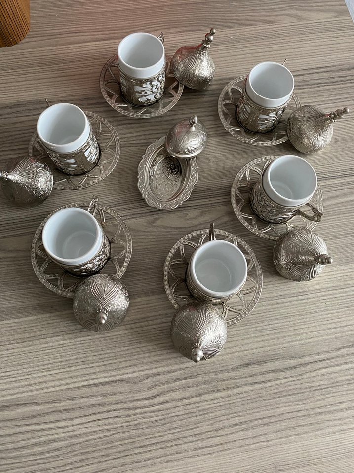 Gümüş Kapaklı 6'lı Türk Kahvesi Fincan Takımı - Görsel 2