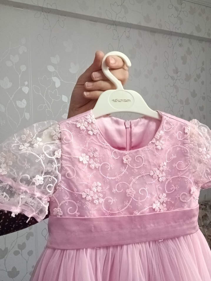 Pembe Kız Çocuk 1 Yaş Gelinlik Abiye - Görsel 4