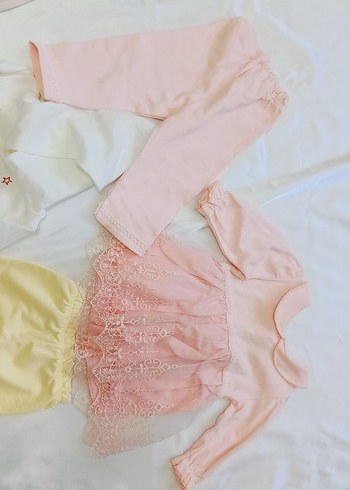 Dantel Detaylı Pembe Bebek Kız Takımı - Görsel 5