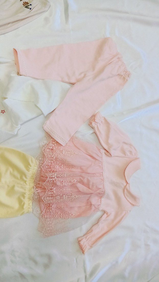 Dantel Detaylı Pembe Bebek Kız Takımı - Görsel 5