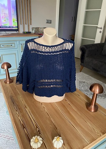 Lacivert Örgü Bohem Kadın Kazak38-40 - Görsel 2
