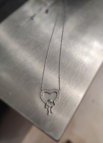 Beden beyaz Renk 925 sterling silver gümüş kalp kolye