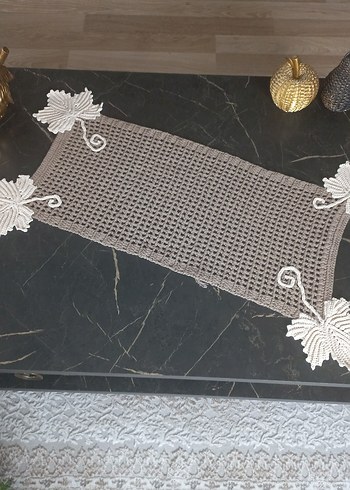 Yaprak Motifli runner ve sehpa örtüsü - Görsel 7