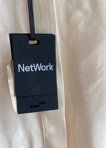 xl Beden Düğmeli krem renkli Uzun Kollu ipek Gömlek