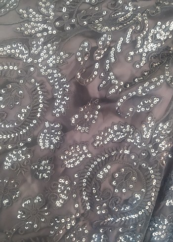 Siyah Drapeli Uzun Kadın Abiye Elbise - Görsel 3