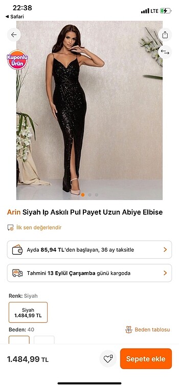 Arin Pul Payet Uzun Abiye Elbise
