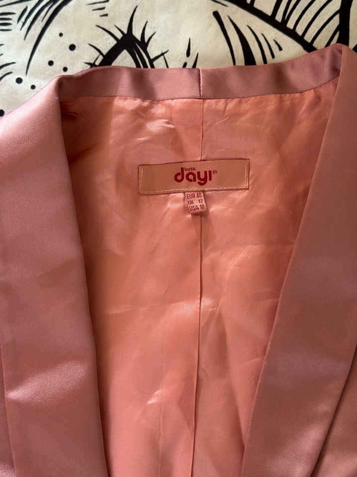 Pembe Deri Kız Bolero, Düğmeli, Uzun Kollu - Görsel 2