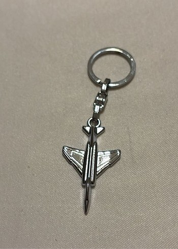 Gri Metal Uçak Figürlü Anahtarlık