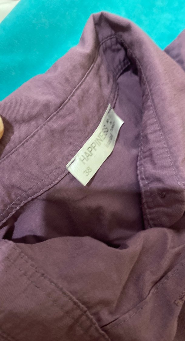 Uzun Kollu Mor Keten Salaş Gömlek - Görsel 2